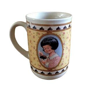 VTG 90s Hershey's "Sharing‎ The Good Things" Coffee Mug 4" Yellow Floral Country